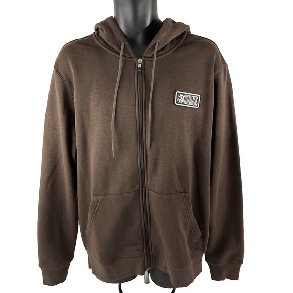 New Mens True Religion Spellout Logo Taping Full Zip Hoodie Size Large Brown NWT - Picture 2 of 9
